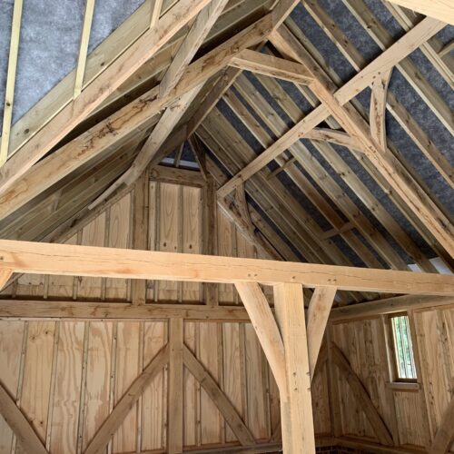 interior of an oak barn