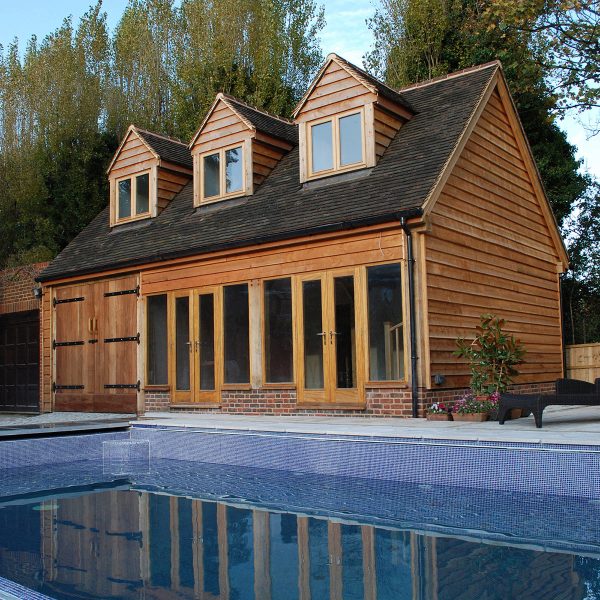 Oak framed pool house